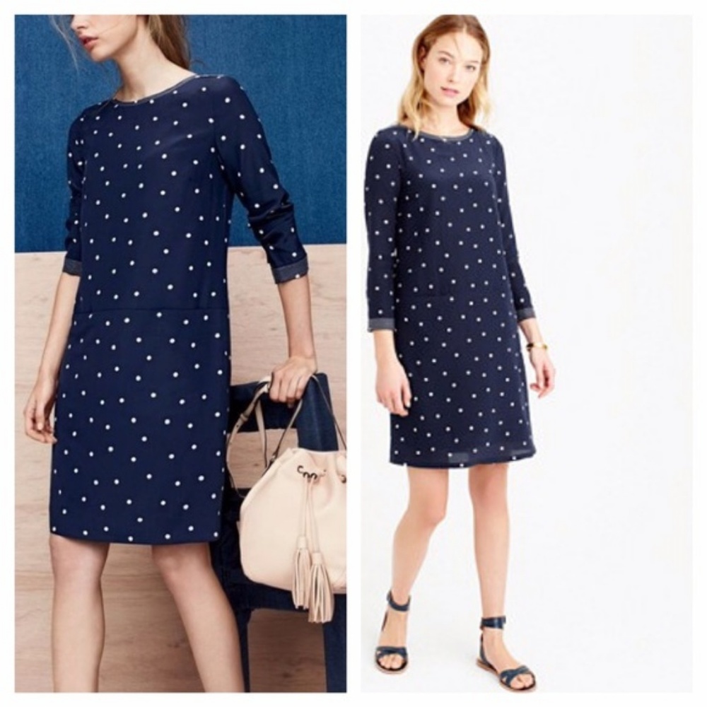 J.Crew Silk shift dress in polka dot